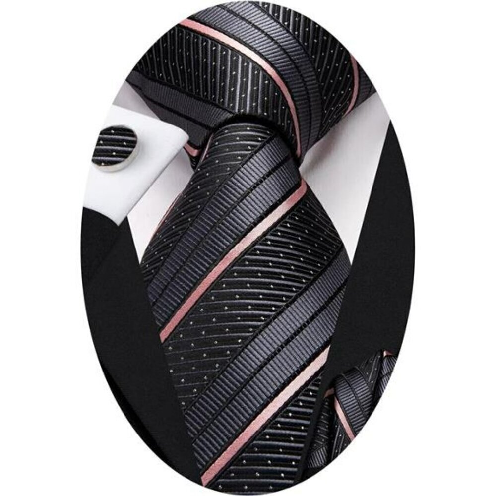 Mens Silk Tie Set Plaid Paisley Stripe Necktie Pocket Square Cufflinks Gift